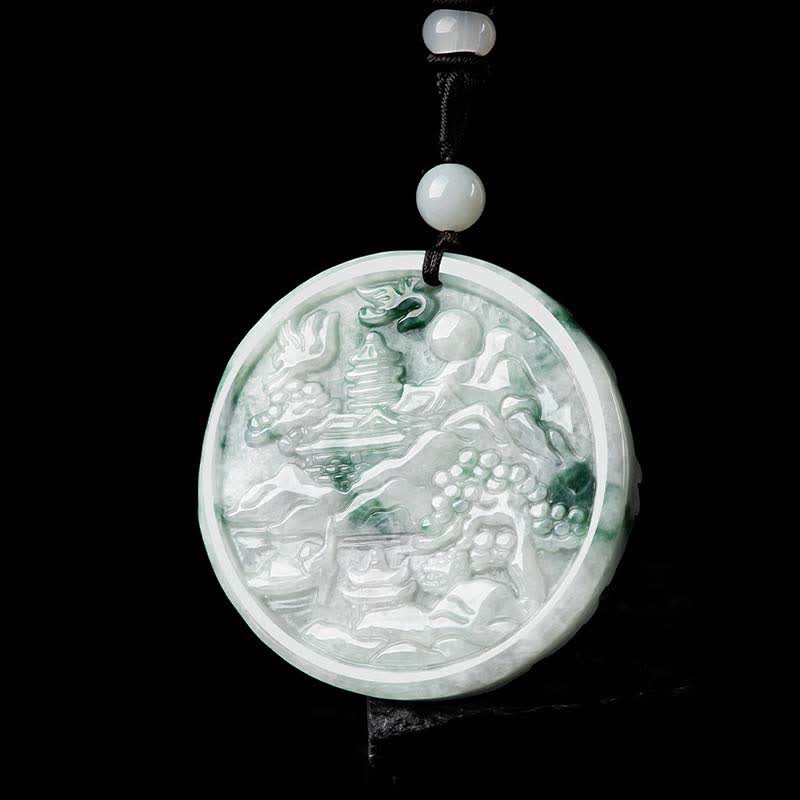Mountain Landscape Jade Abundance String Necklace