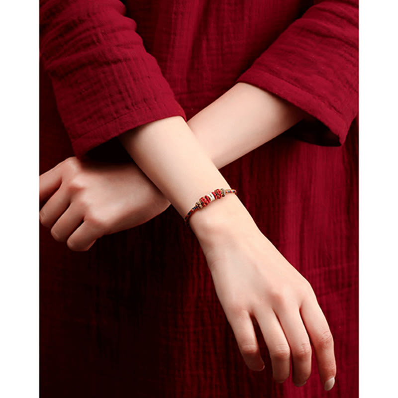 Handmade Dunhuang Color Luck Braid String Bracelet
