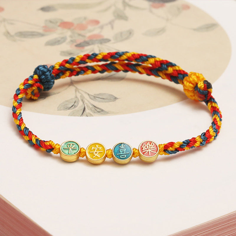 Handmade Dunhuang Art Inspired Vibrant Braided String Bracelet