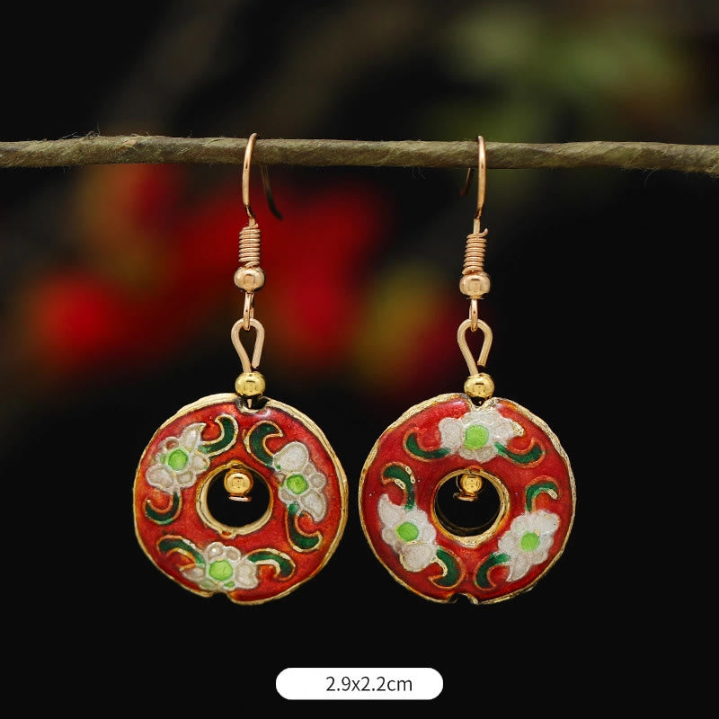 Artistic Copper Alloy Lotus Butterfly and Flower Motif Drop Earrings