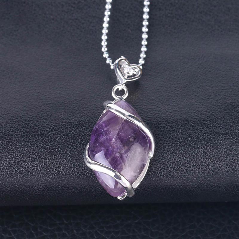 Marquise Pattern Natural Crystal Stone Charm Necklace Pendant