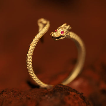 Vintage Sterling Silver Adjustable Dragon Motif Statement Ring