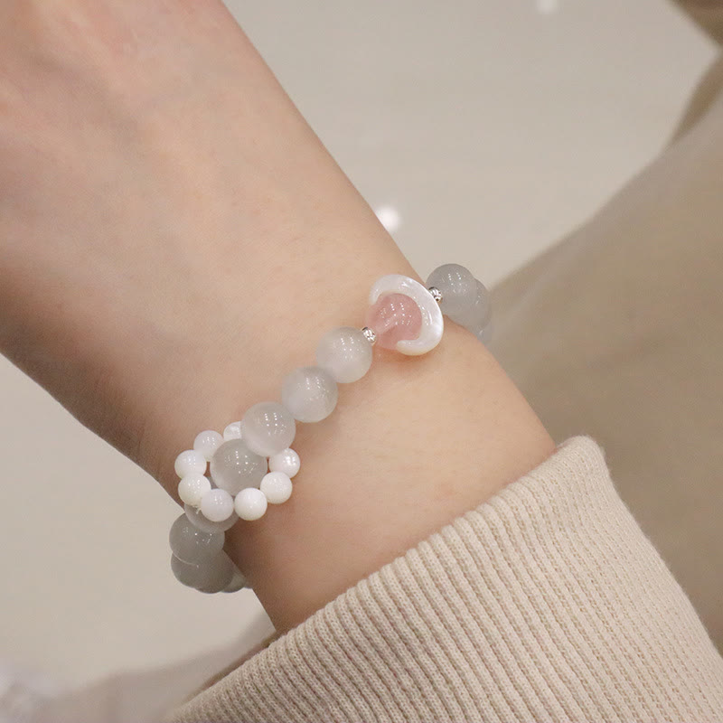 925 Sterling Silver Crescent Moon Natural Gemstone Charm Bracelet