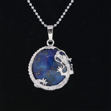 Chinese Dragon Natural Quartz Crystal Healing Energy Necklace Pendant