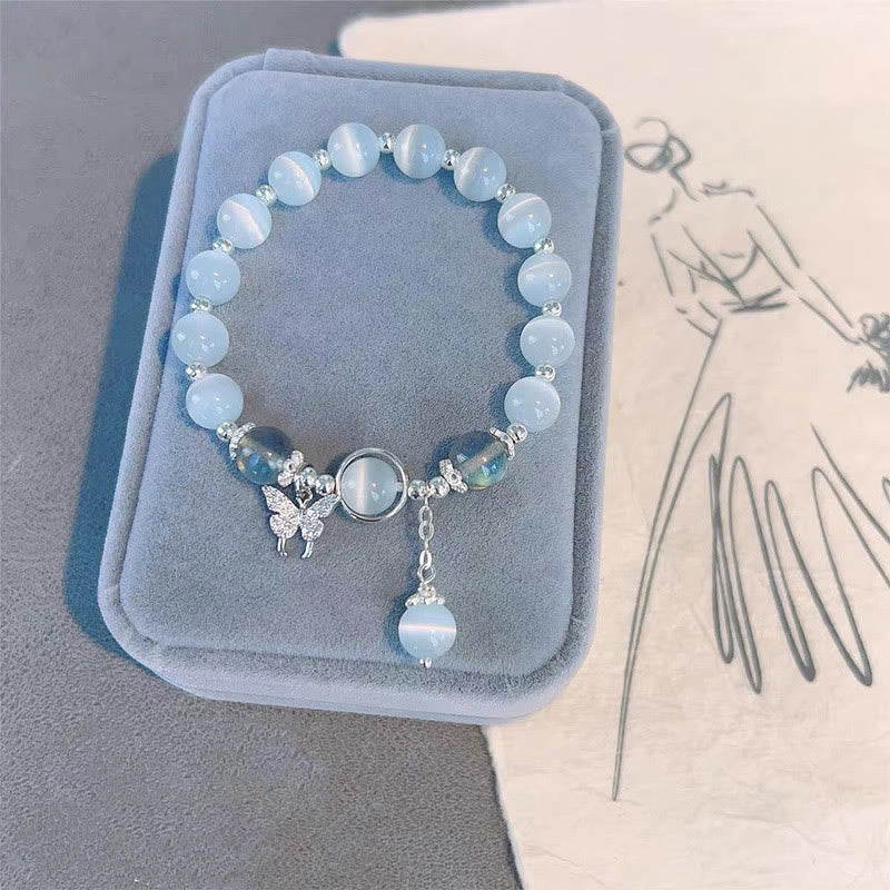 "Sending Luck and Inner Peace" Cat's Eye Butterfly Bracelet Includes Gift Message Card