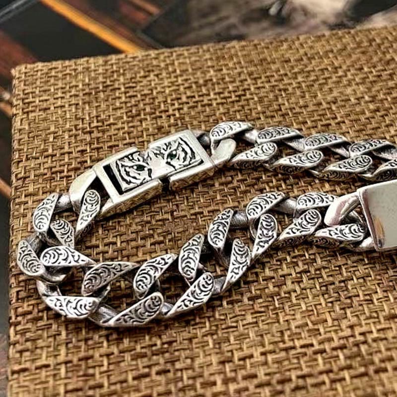 Tiger Tang Dynasty Flower Design Copper Luck Chain Bracelet