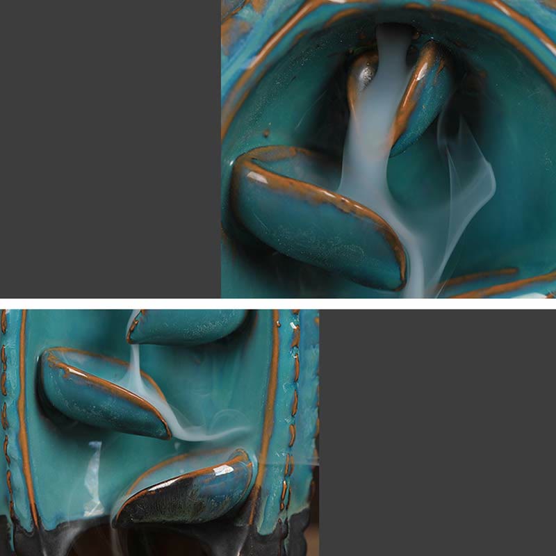 Handmade Cactus Ceramic Backflow Smoke Fountain Incense Burner
