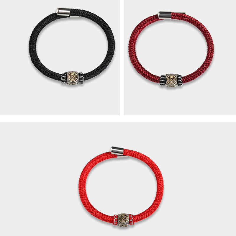 925 Sterling Silver Red String Hand-Braided Endless & Vajra Knot Bracelet