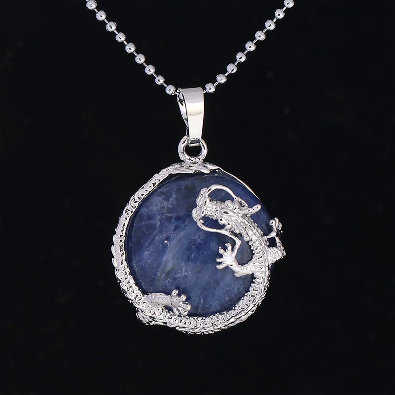 Chinese Dragon Natural Quartz Crystal Healing Energy Necklace Pendant