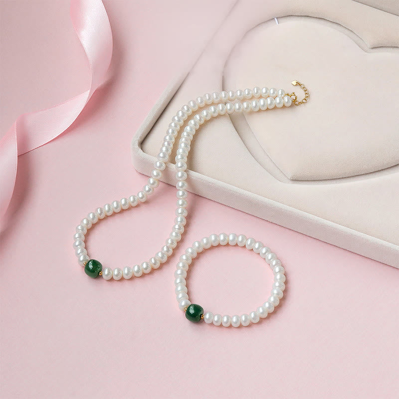 925 Sterling Silver Natural Pearl Hetian Jade Aquamarine Wisdom Sincerity Necklace Pendant Bracelet