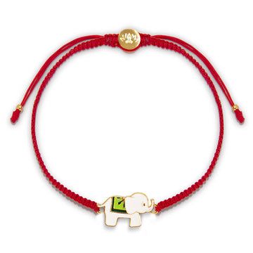 Handmade Gold Plated 925 Sterling Silver Elephant Red String Adjustable Bracelet