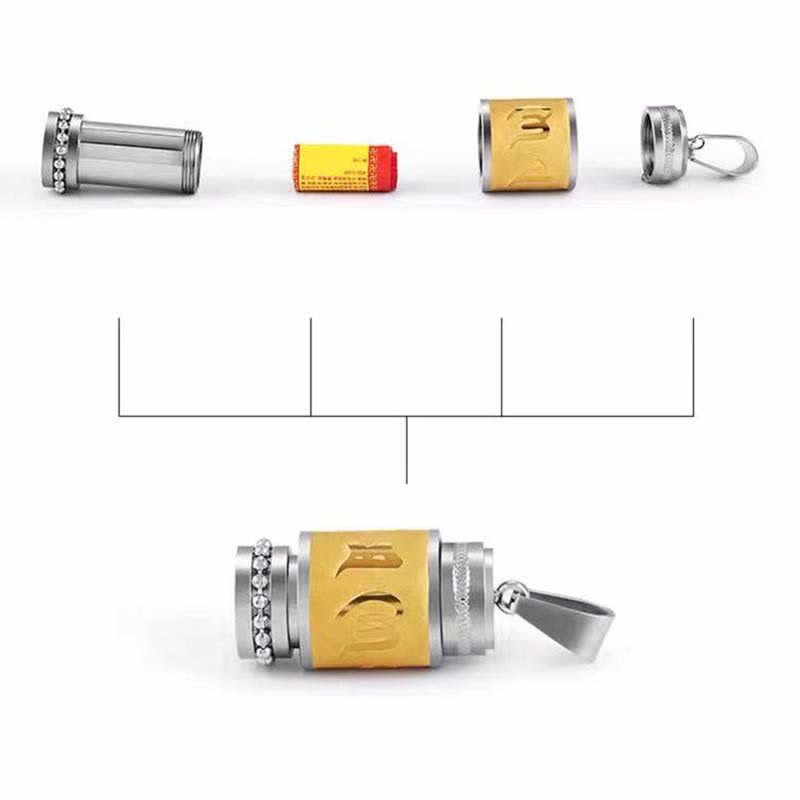 Tibet Om Mani Padme Hum Shurangama Mantra Titanium Steel Wisdom Amulet Necklace Pendant