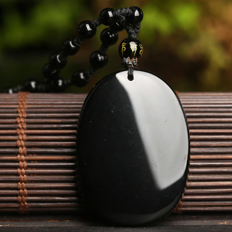 Black Obsidian Koi Fish Bead Rope Fulfilment Strength Necklace Pendant