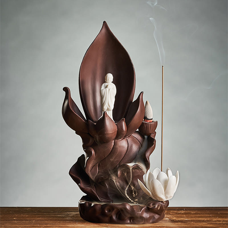 Lotus Spiritual Figure Purple Clay Incense Burner for Mindful Aromatic Rituals