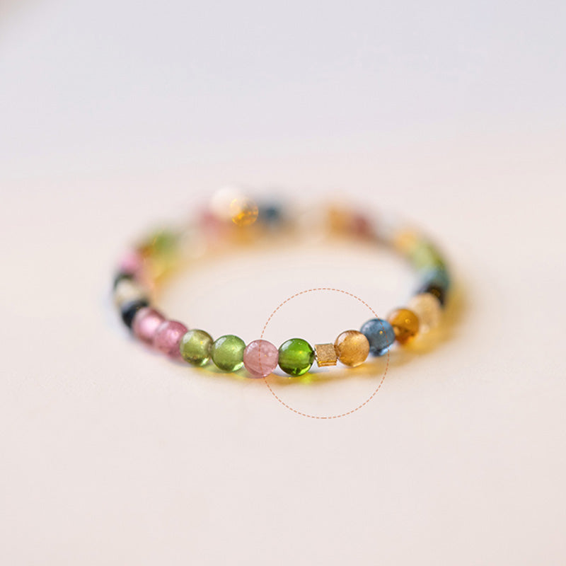 Natural Tourmaline Gold-Plated Ring for Uplifting Energy Resonance