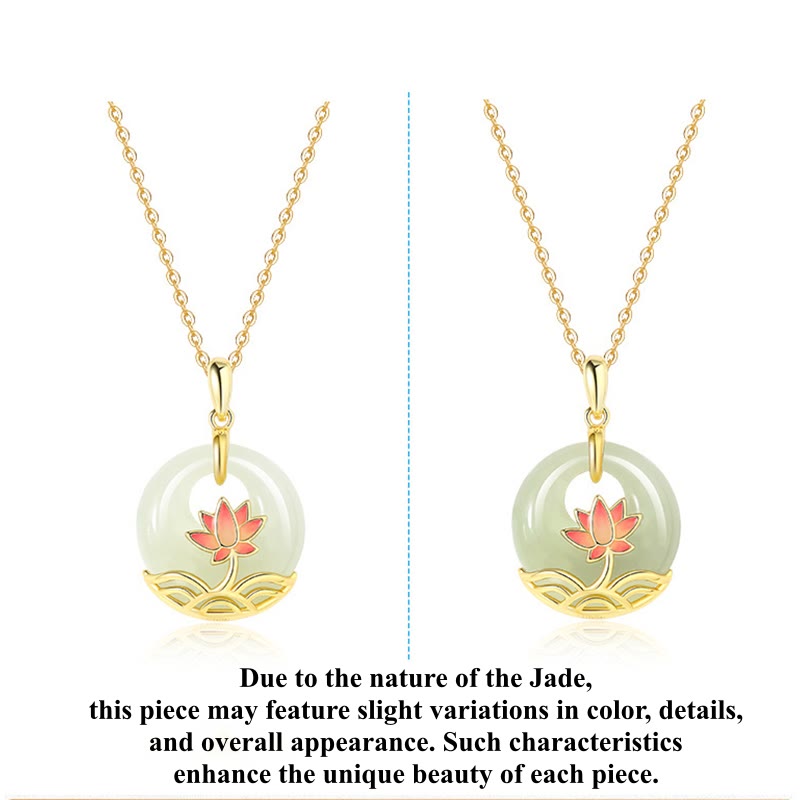 925 Sterling Silver Hetian White Jade Lotus Flower Blessing Necklace Pendant