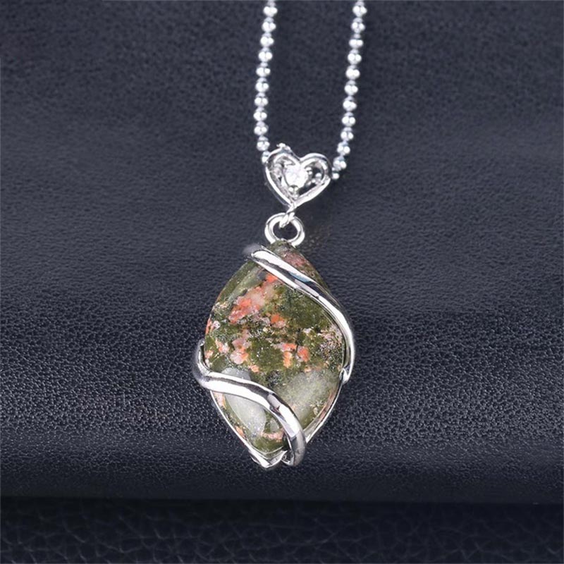 Marquise Pattern Natural Crystal Stone Charm Necklace Pendant