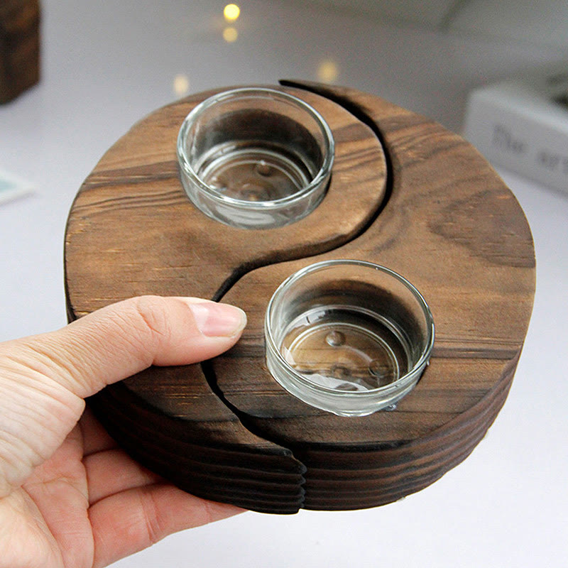 Yin Yang Wood Candle Holder Meditation Rituals Use Items (Extra 35% Off | USE CODE: FS35)