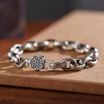 Hand-Engraved Copper Om Mani Padme Hum Vajra Mantra Bracelet