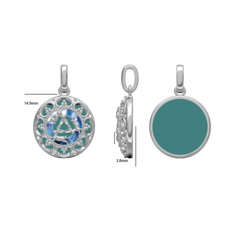 925 Sterling Silver Round Three Rabbits Turquoise Balance Necklace Pendant