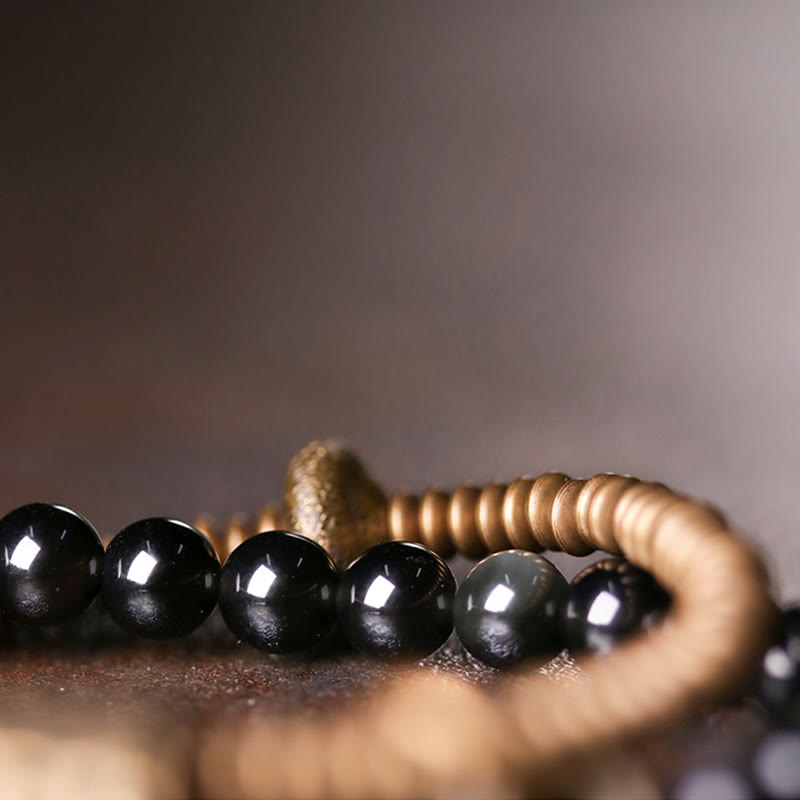 Rainbow Obsidian Copper Inner Peace Healing Double Layer Bracelet