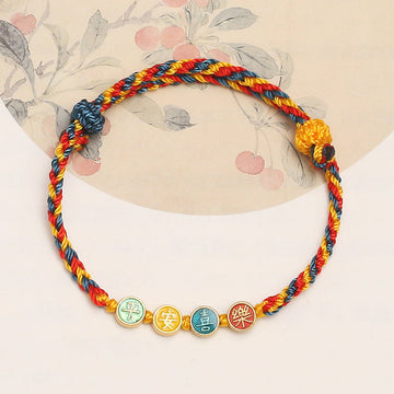 Handmade Dunhuang Art Inspired Vibrant Braided String Bracelet