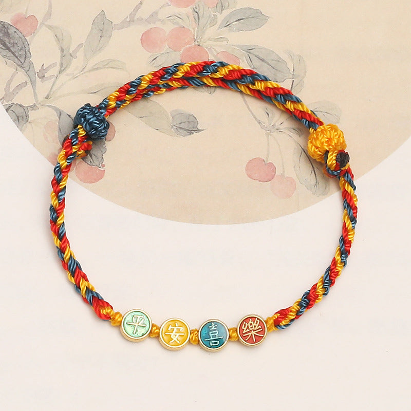 Handmade Dunhuang Art Inspired Vibrant Braided String Bracelet