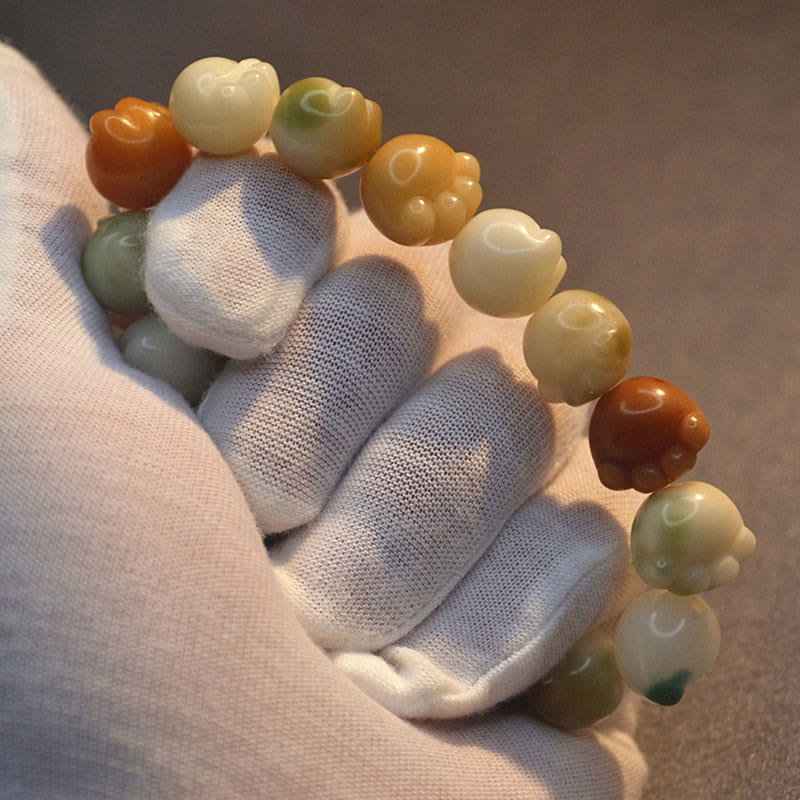 Multilayered Bodhi Seed Bracelet with Cat Paw Charm: Calm & Harmony Anchor