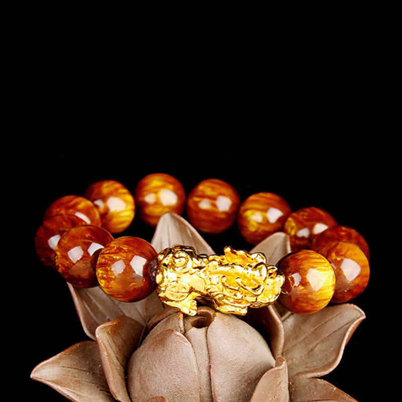 Lucky Golden Tiger Eye Abundant Pixiu Bracelet