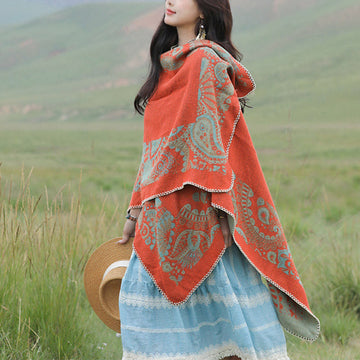 Tibetan Shawl Simple Pattern Winter Cozy Travel Scarf Wrap