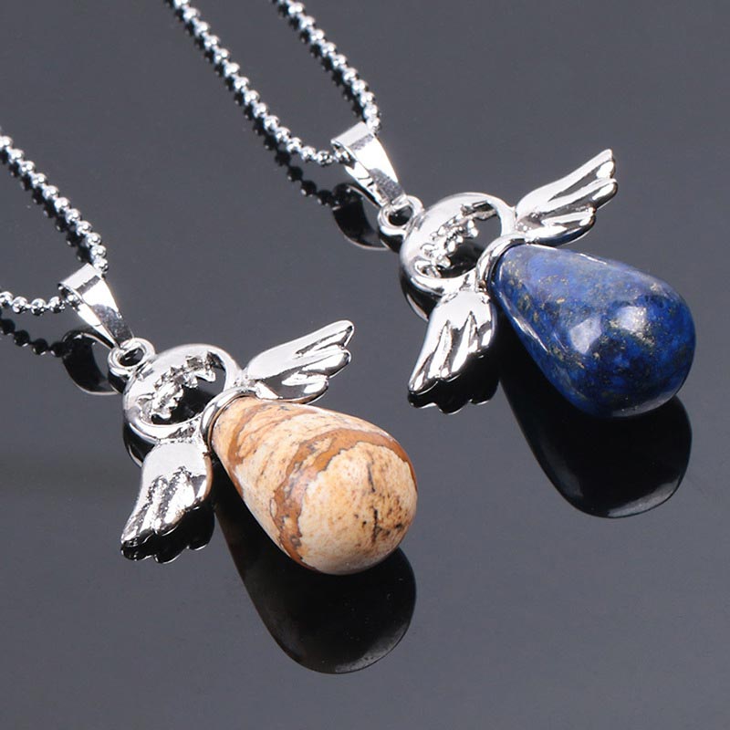 Little Angel Wings Natural Crystal Luck Necklace Pendant