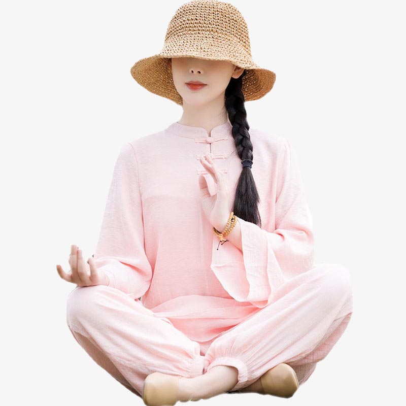 Handcrafted Cotton Linen Relaxed Meditation Tai Chi Two-Piece Set