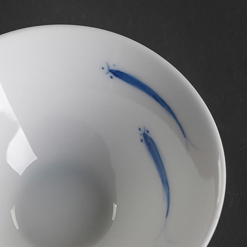 Vintage Plum Orchid Bamboo Chrysanthemum Lotus Koi Fish Ceramic Teacup Kung Fu Tea Cups