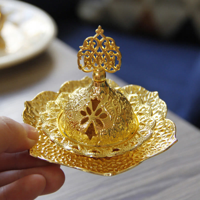 Leaf-Shaped Alloy Metal Mini Incense Burner & Ritual Coaster