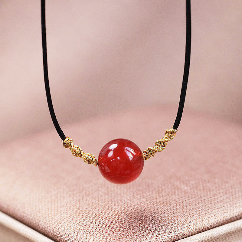 Natural Red Agate Chalcedony Self-acceptance Confidence String Bead Bracelet Necklace Pendant