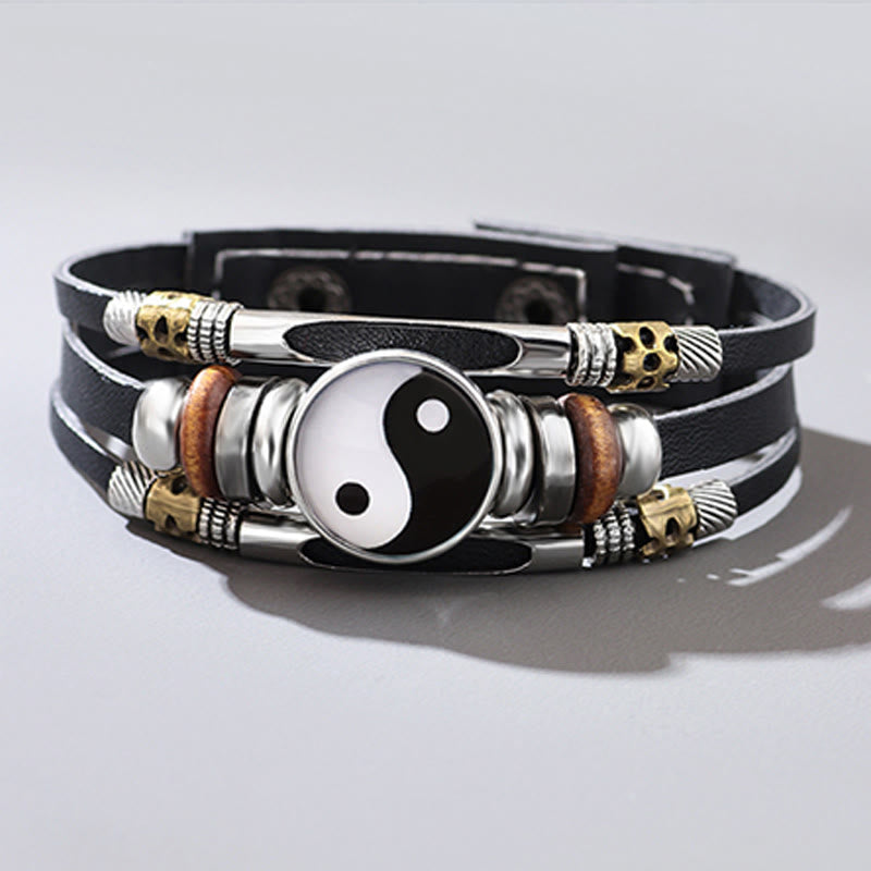 Yin Yang Leather Balance Bracelet