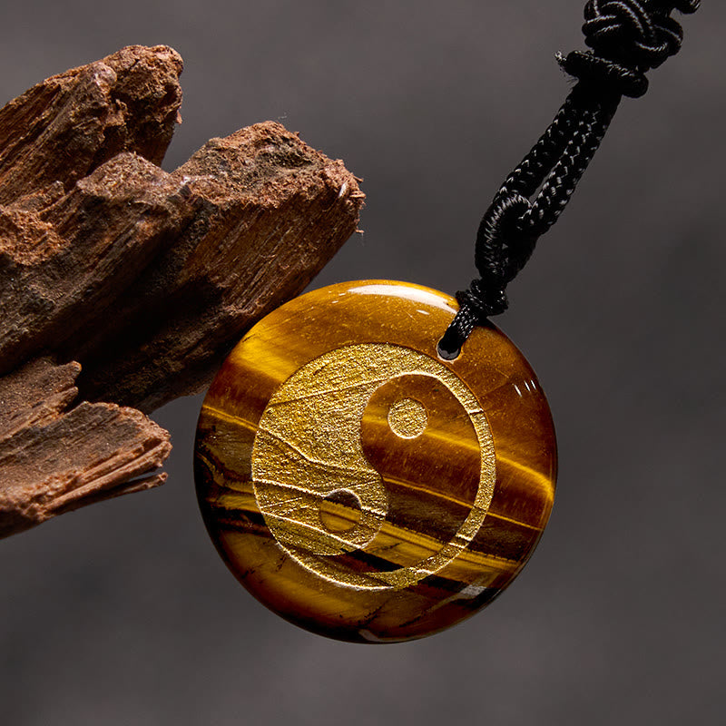 Various Crystal Amethyst Tiger Eye Green Aventurine Yin Yang Spiritual Necklace Pendant