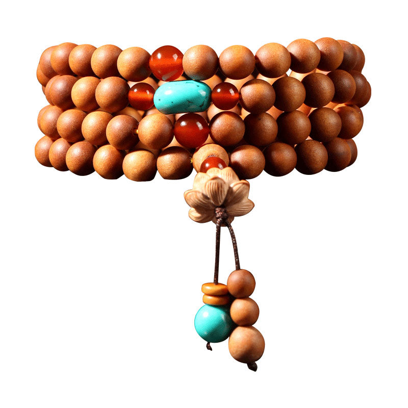 Tibetan Sandalwood Lotus Enlightenment Charm Mala Bracelet