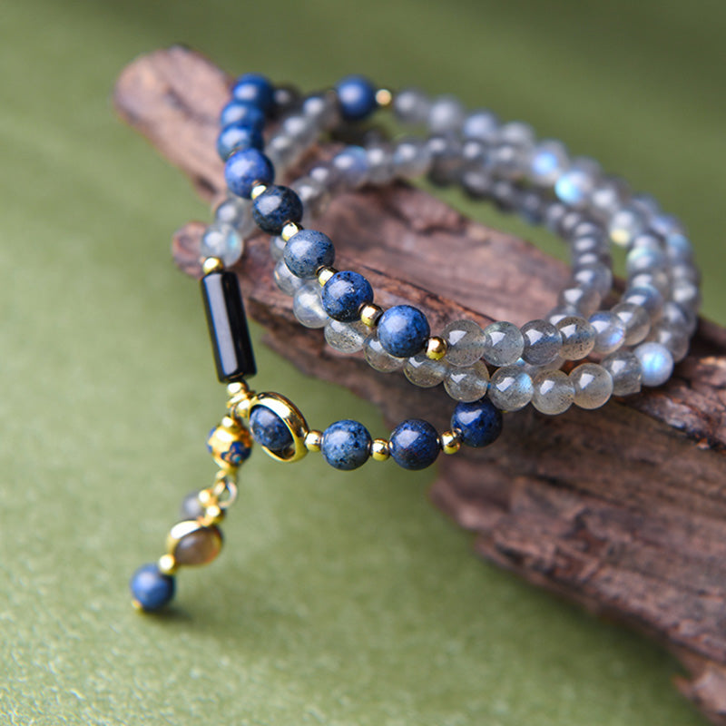 Serenity Beaded Moonstone and Lazurite Multi-Wrap Energy Bracelet