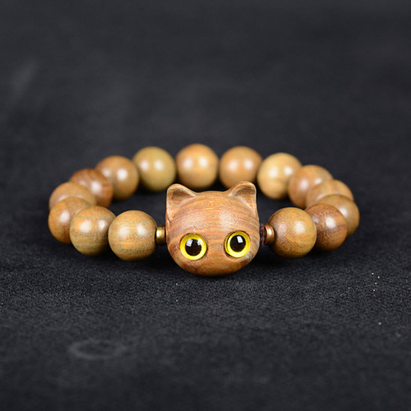 Ebony Wood Green Sandalwood Red Sandalwood Lovely Cat Balance Bracelet