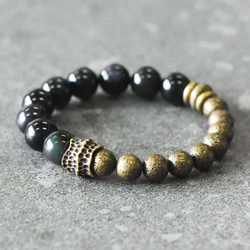Rainbow Obsidian Copper Bead Positive Transformation Bracelet