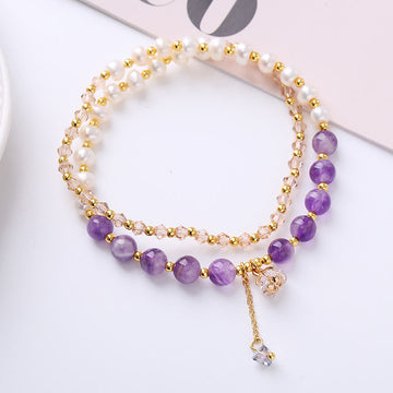 Natural Pearl and Gemstone Double Wrap Bracelet for Spiritual Balance