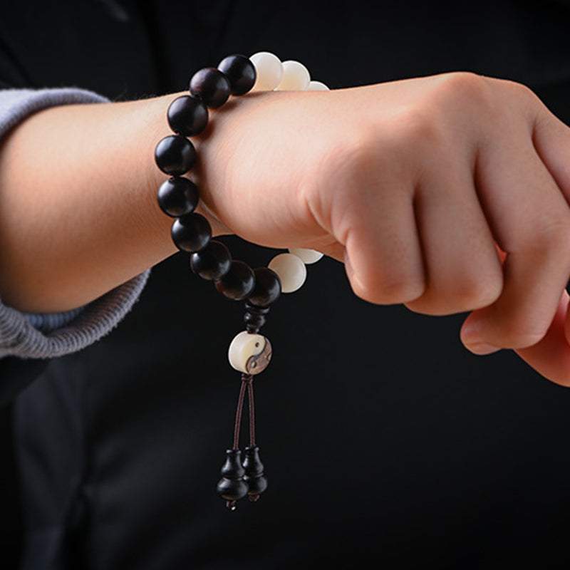 Ebony YinYang Protection Bracelet Decoration