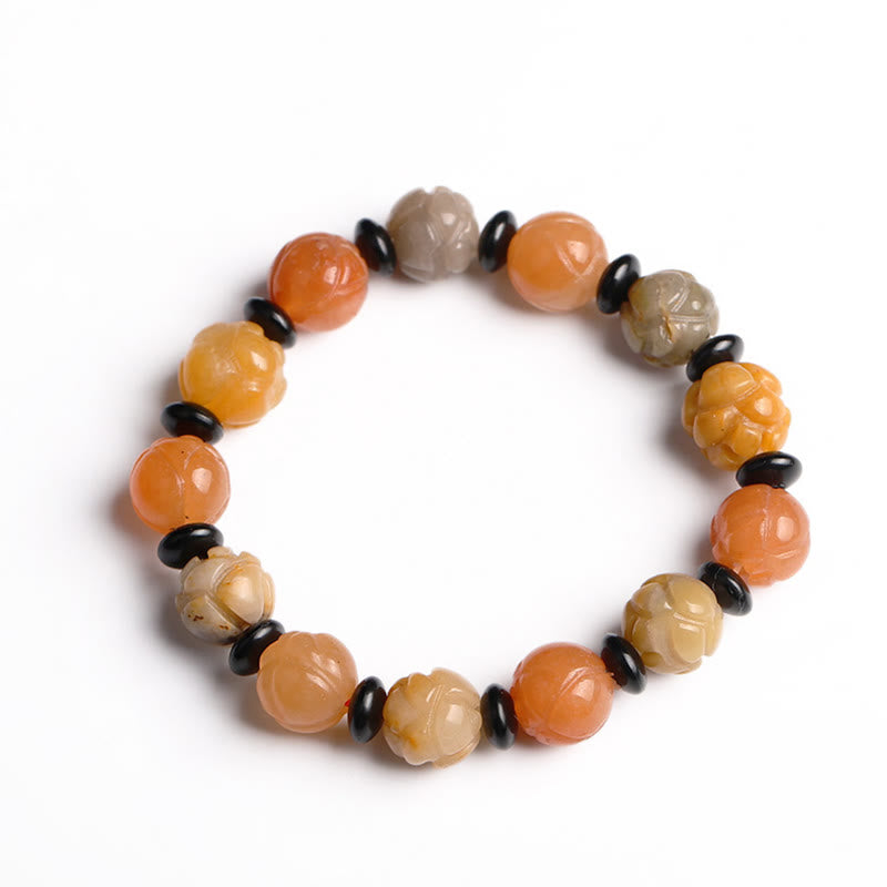 Golden Silk Jade Lotus Beaded Bracelet for Mindfulness