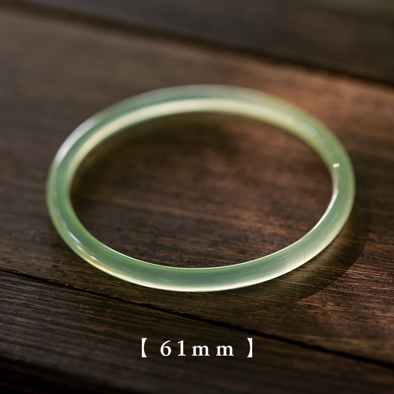 Natural Green Chalcedony Strength Courage Cuff Bangle Bracelet