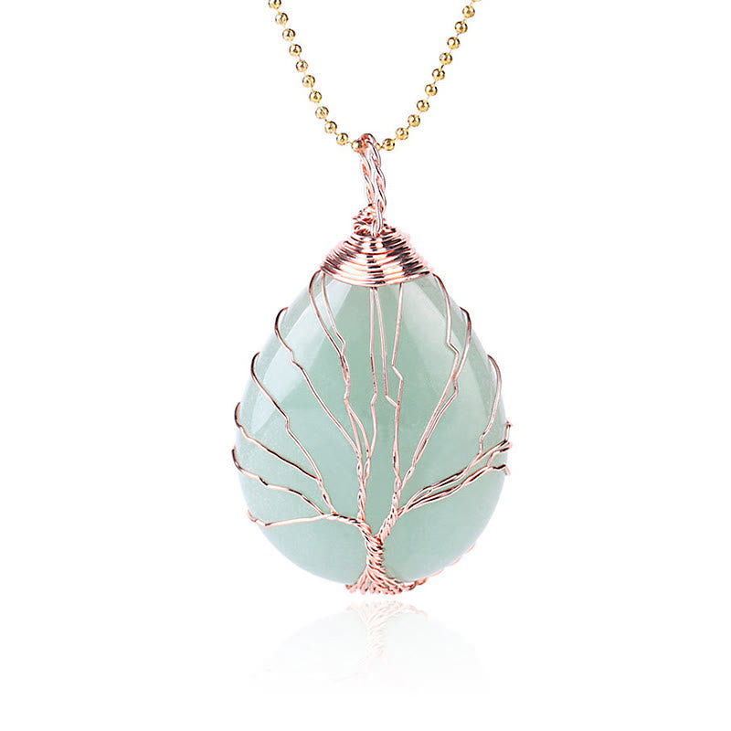 Natural Quartz Crystal Tree Of Life Healing Energy Necklace Pendant