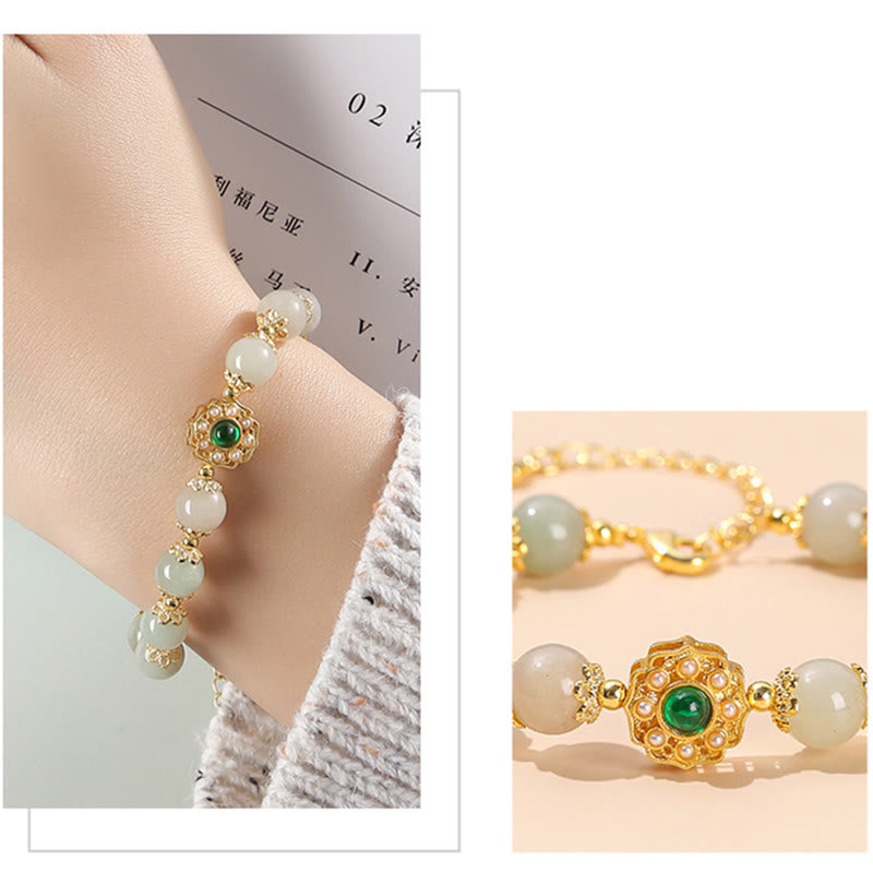 Natural Jade Prosperity Bead Chain Bracelet