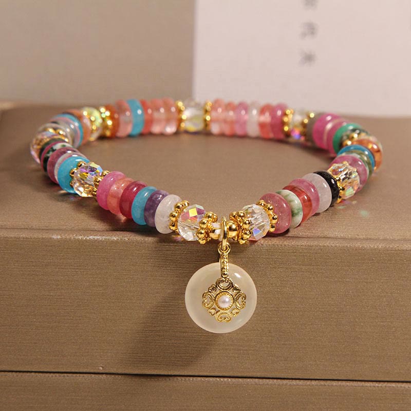 Various Crystal Peace Buckle Auspicious Bracelet