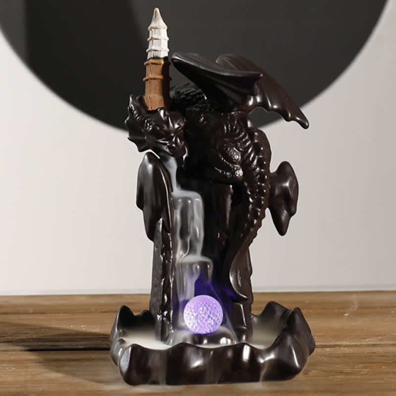 Nordic Dragon Ceramic Backflow Smoke Fountain Sandalwood Incense Burner