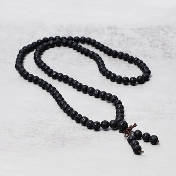 Natural 108 Lava Stone Beads Multi-Wrap Prayer Mala Bracelet Necklace